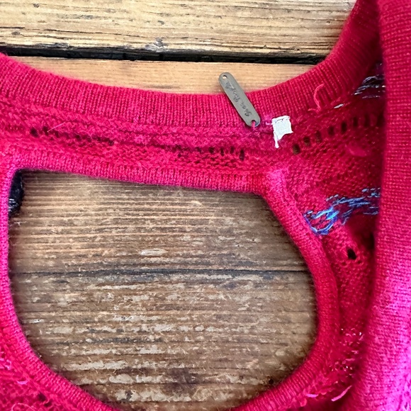 FREE PEOPLE RED POINTELLE OPEN BACK SWEATER - Picture 5 of 9